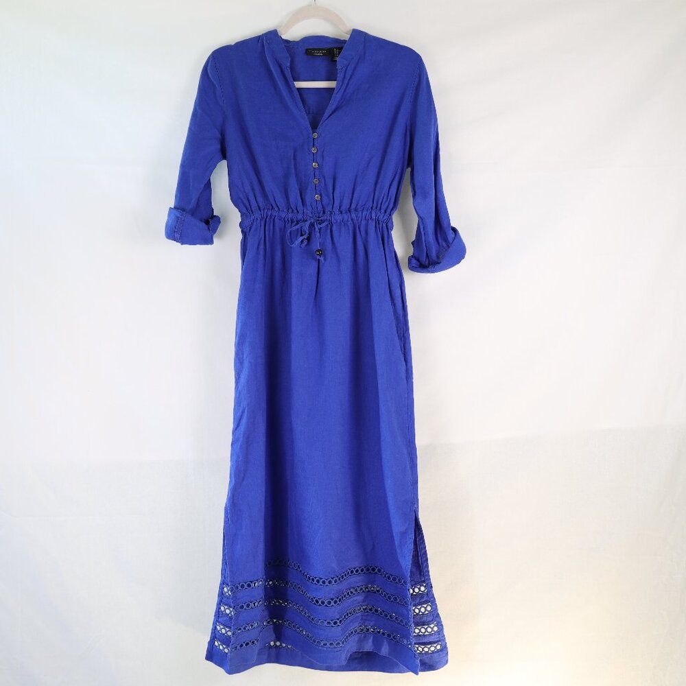 Tahari Linen Royal Blue Dress